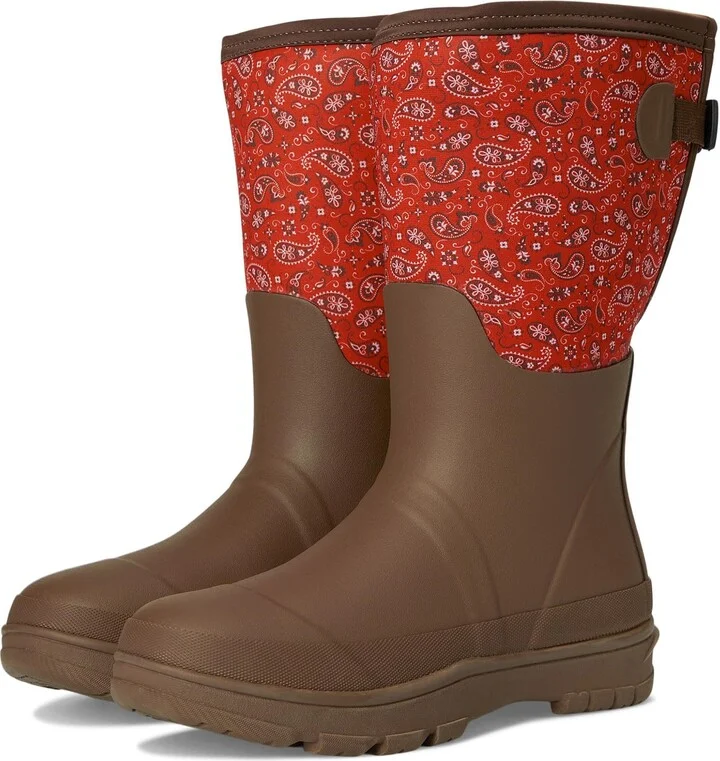 Western Chief Women's Neoprene Wide Calf Tall Cold Weather Boot Bandana Brown 6 Medium