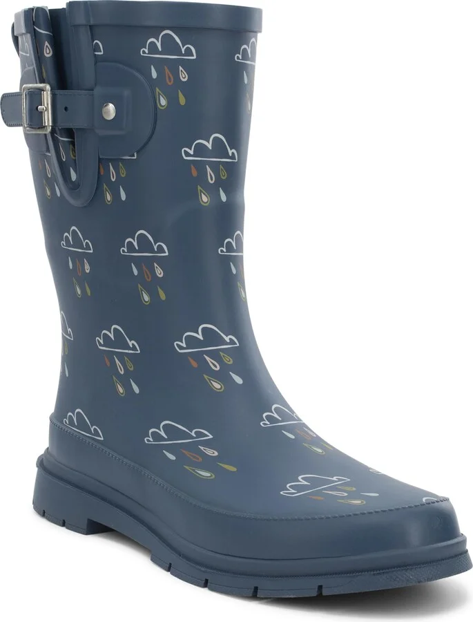 Western Chief Women's Printed Mid Rain Boots Durable Waterproof Design with Adjustable Buckle