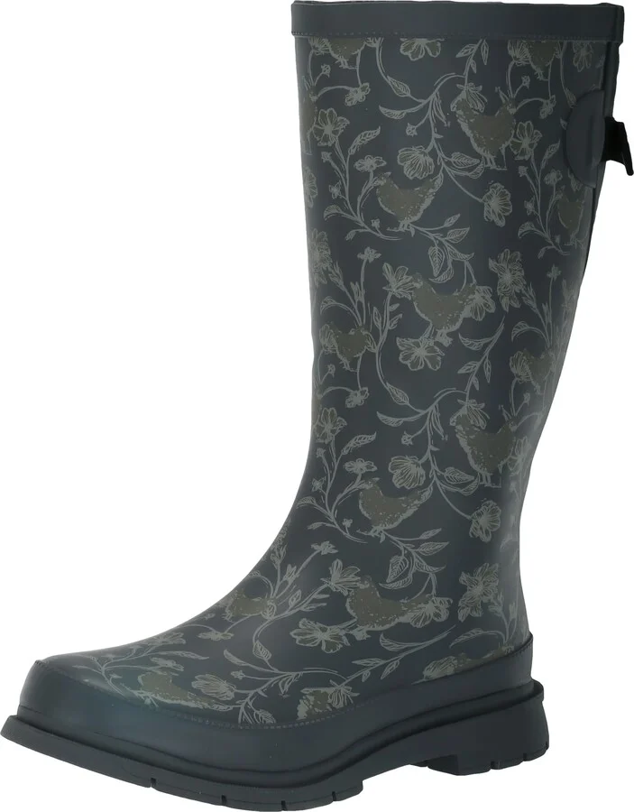 Western Chief Womens Waterproof Printed Wide Calf Rain Boots Gray 10 Medium