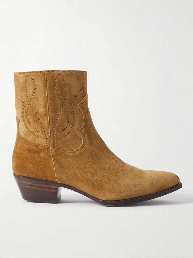 Western Embroidered Suede Boots