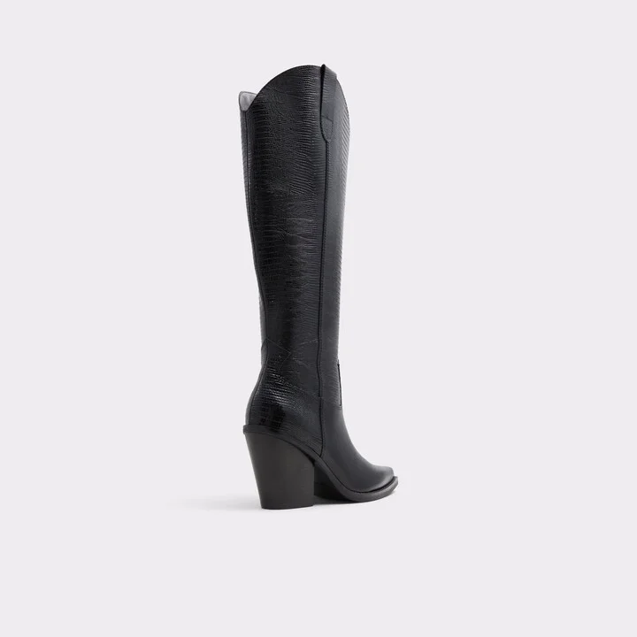 Western knee-high boot - Black - Image 2