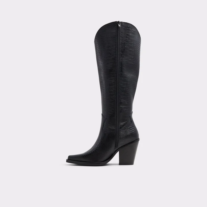 Western knee-high boot - Black - Image 3