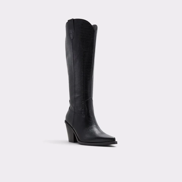 Western knee-high boot - Black - Image 4