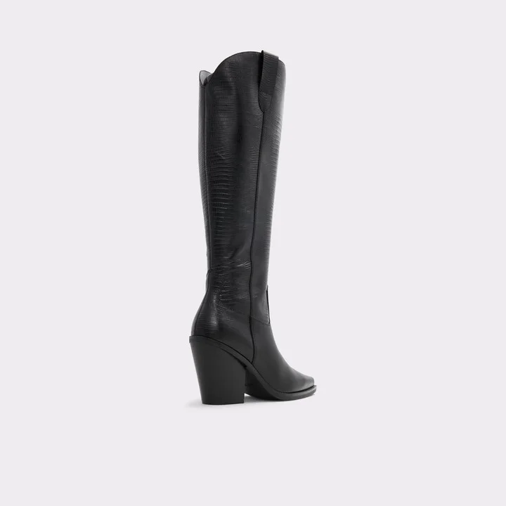 Western knee-high boot - Black - Image 2
