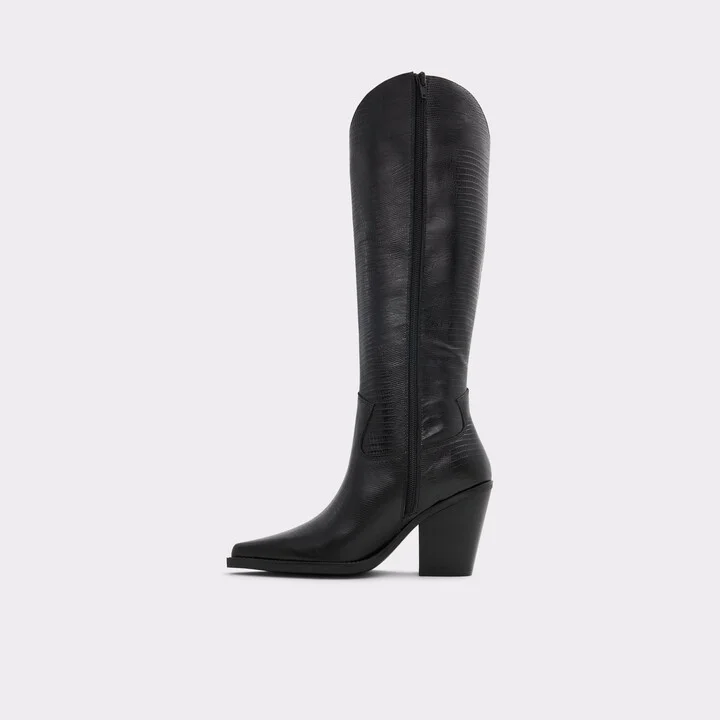 Western knee-high boot - Black - Image 3