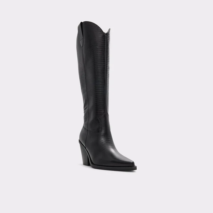 Western knee-high boot - Black - Image 4
