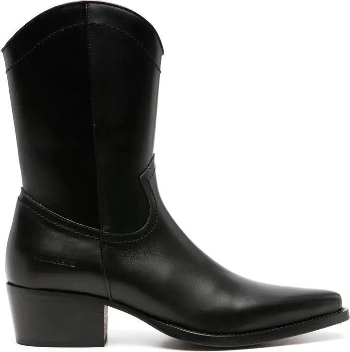 Western leather ankle boots