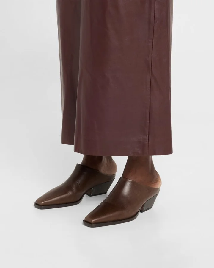 Western Leather Monili-Heel Mules - Image 2