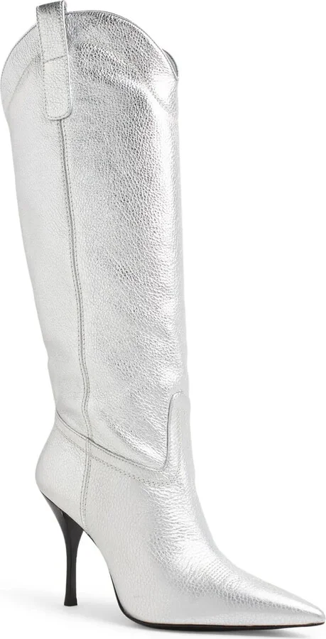 Western-Style Metallic High Boots - Image 2