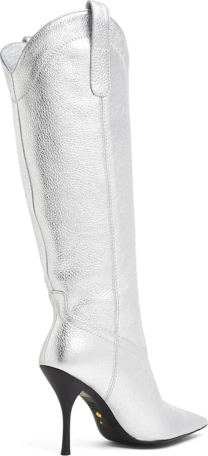 Western-Style Metallic High Boots - Image 3