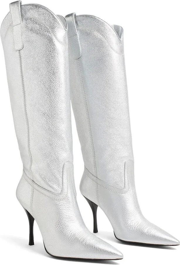 Western-Style Metallic High Boots - Image 5