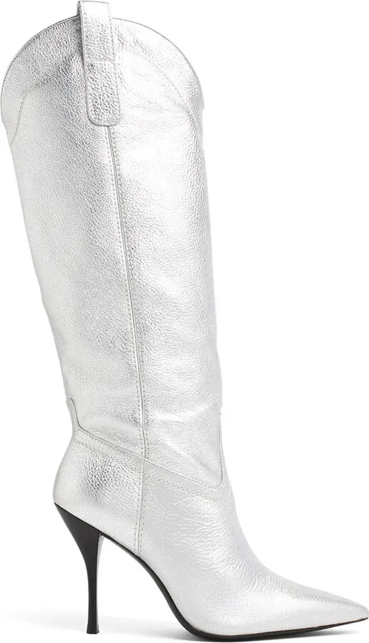 Western-Style Metallic High Boots