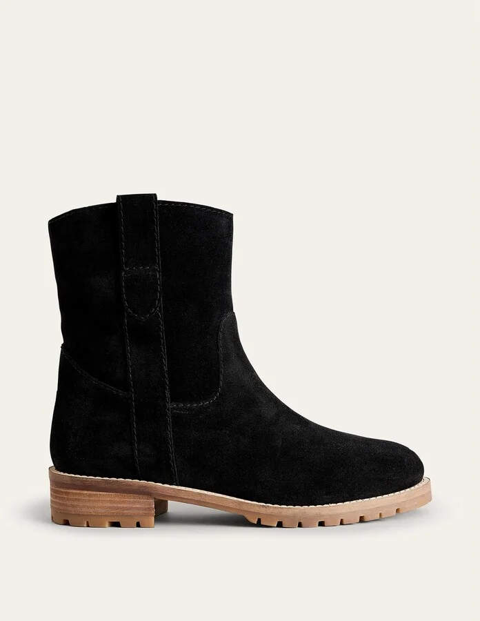 Western Suede Ankle Boots, Black Suede - Image 2