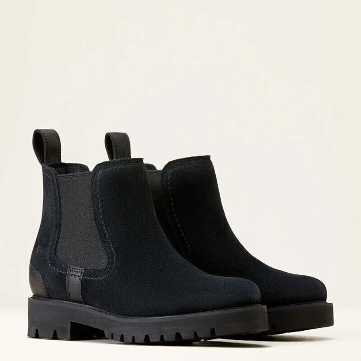 Wexford Lug 10047056-001 Boots Women's US 8 Black Leather Chelsea KHD1397
