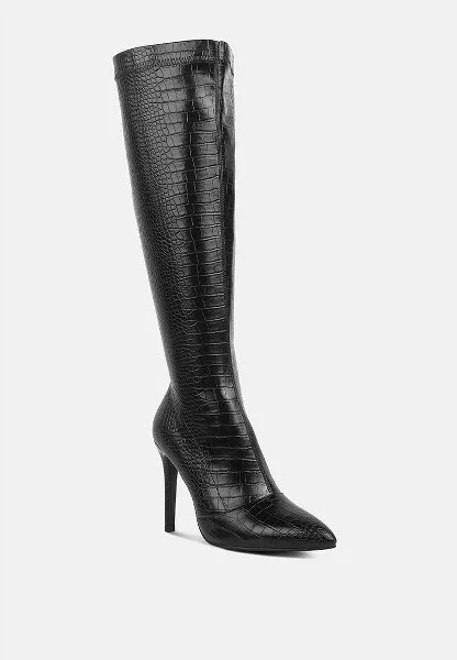 Wheedle Croc High Heeled Calf Boots Women