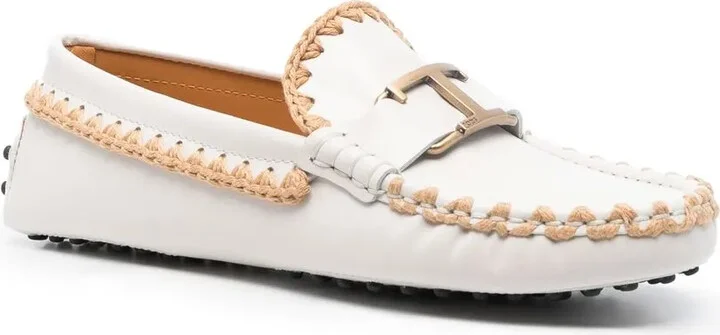 Whipstitch Buckled Leather Loafers - Image 2