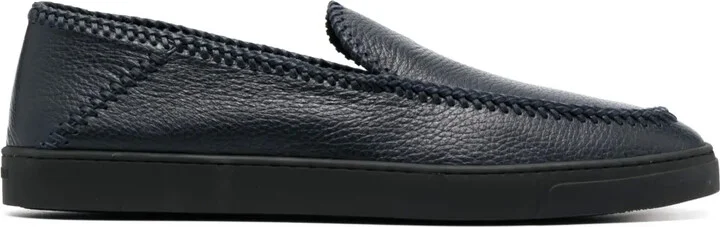 Whipstitch-Detail Leather Loafers