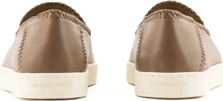 Whipstitch-Embellished Leather Sneakers - Image 3