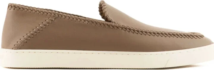 Whipstitch-Embellished Leather Sneakers