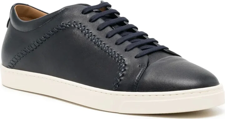 Whipstitch-Trim Leather Sneakers - Image 2
