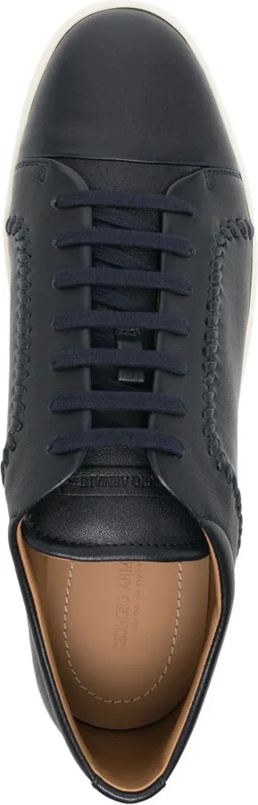 Whipstitch-Trim Leather Sneakers - Image 4