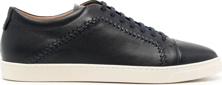 Whipstitch-Trim Leather Sneakers