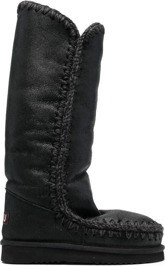 Whipstitch-Trim Shearling-Lined Boots