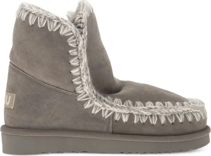Whipstitch-Trims Suede Ankle Boots