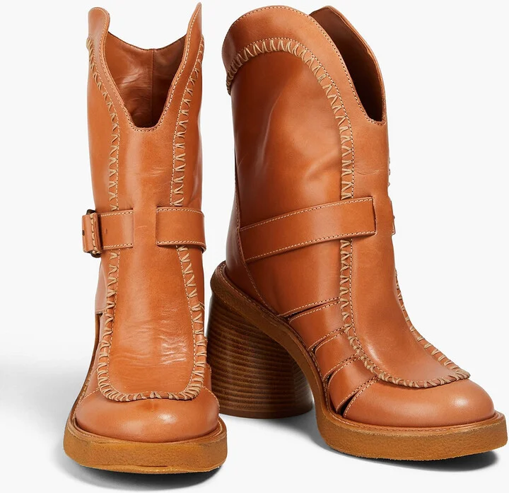 Whipstitched leather ankle boots - Image 2
