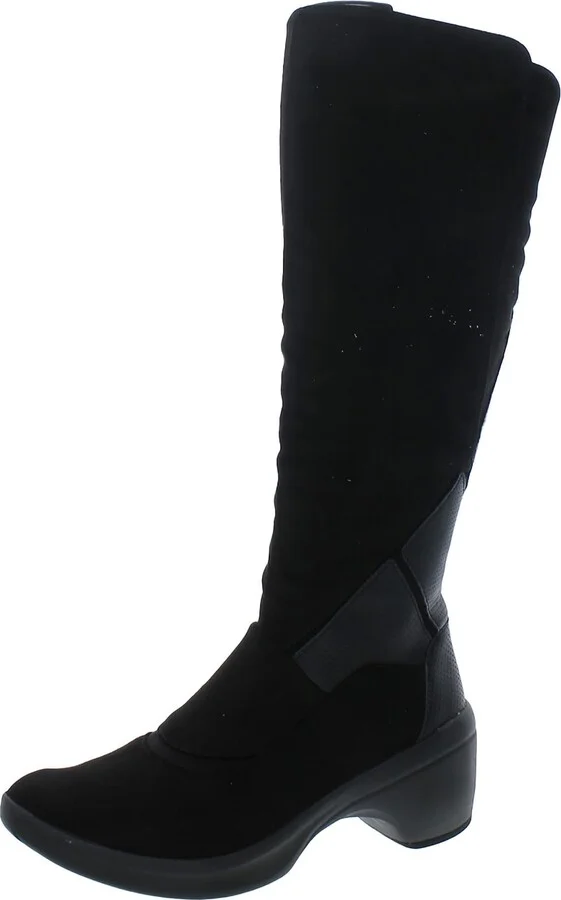 Whish List Womens Faux Suede Block Heel Knee-High Boots