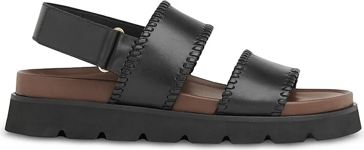 Whistles Women's Ruben Black Whipstitch Velcro Sandals