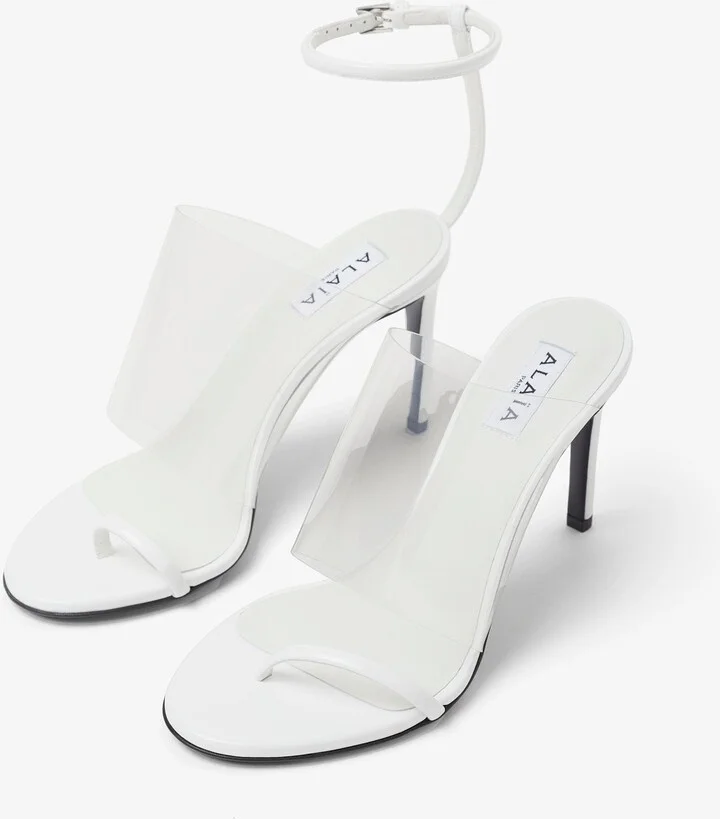White 90 calfskin sandals - Image 4