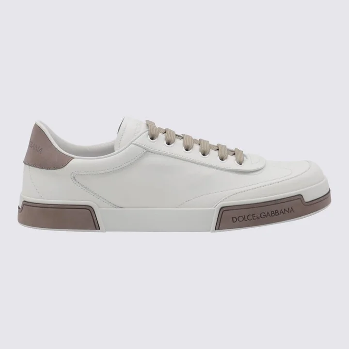 White And Beige Leather Sneakers