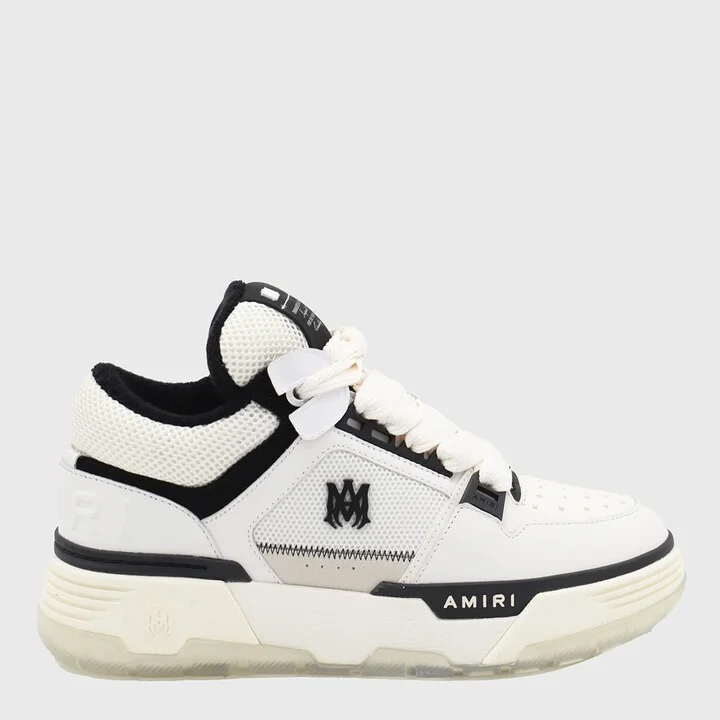 White And Black Leather Ma-1 Sneakers