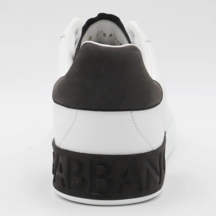White And Black Leather Portofino Low Top Sneakers - Image 4