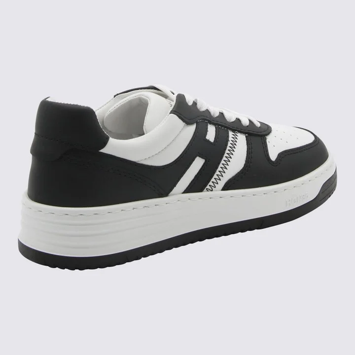 White And Black Leather Sneakers - Image 2