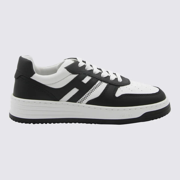 White And Black Leather Sneakers
