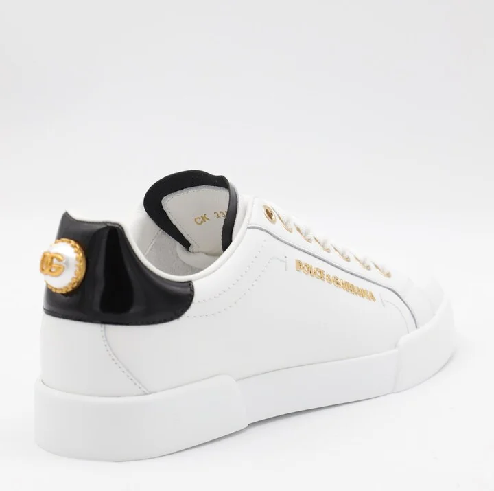 White And Black Leather Sneakers