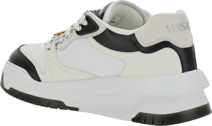 White And Black Sneaker With Inserts And Chunky Sole In Leather Man - Image 3