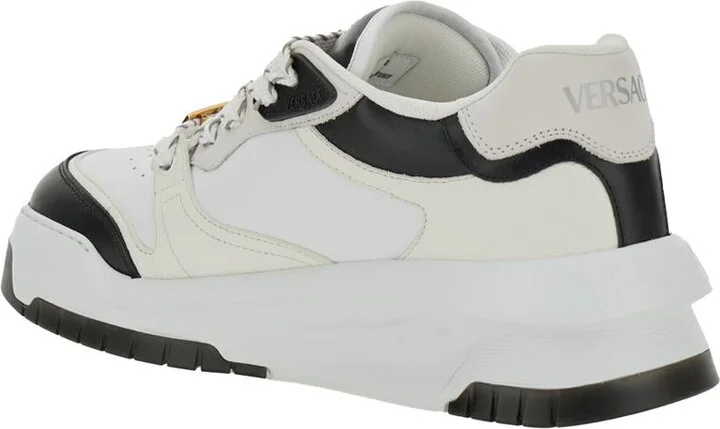 White And Black Sneaker With Inserts And Chunky Sole In Leather Man - Image 3