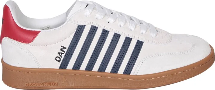 White And Blue Low Boxer Sneakers