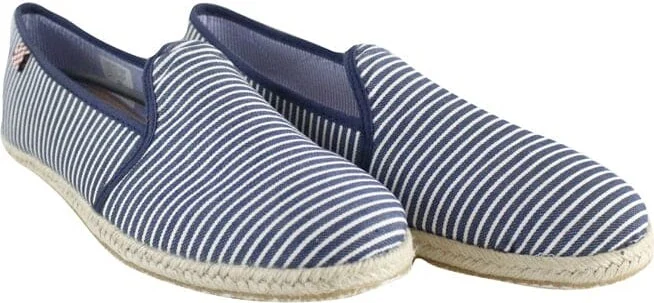 White And Blue Striped Canvas Shoes