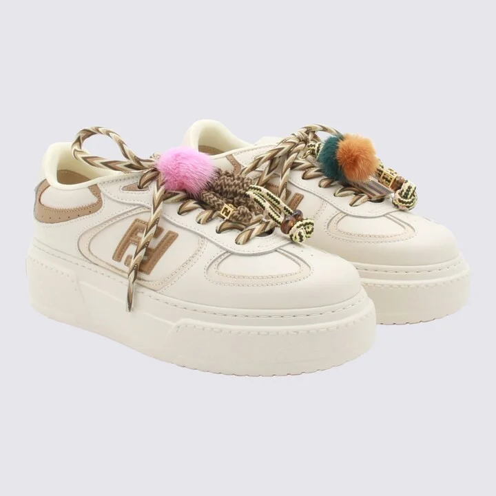 White And Brown Leather Match Sneakers - Image 2