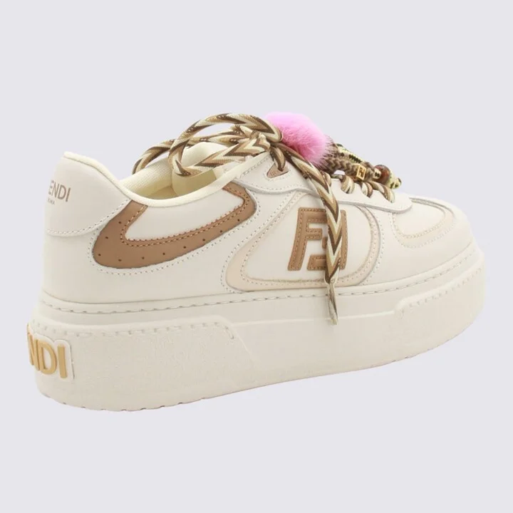 White And Brown Leather Match Sneakers - Image 3