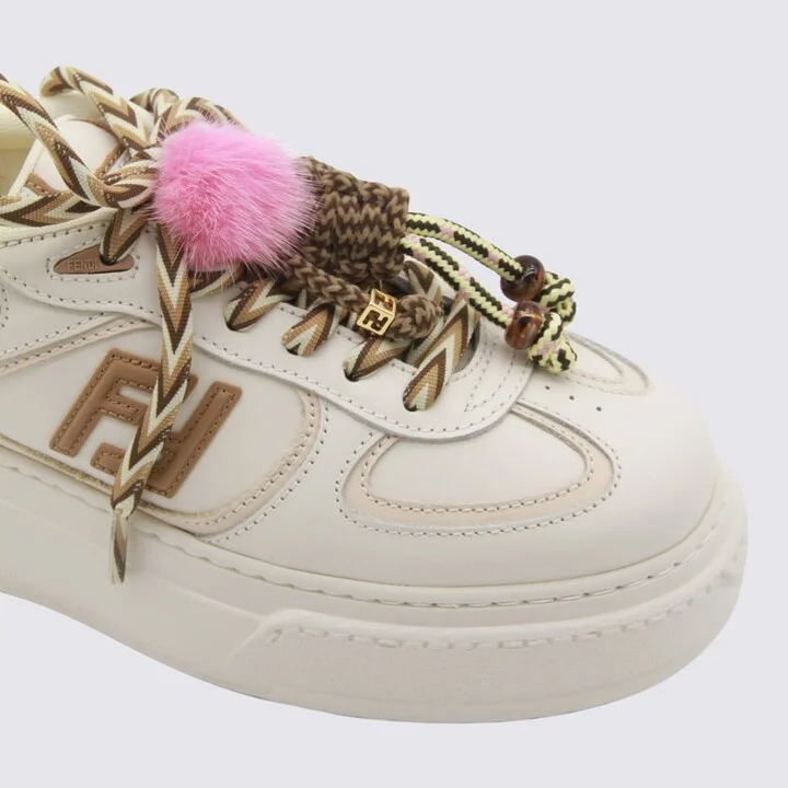 White And Brown Leather Match Sneakers - Image 4
