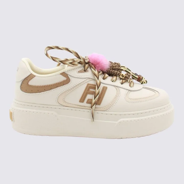 White And Brown Leather Match Sneakers