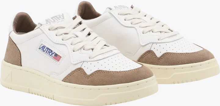 White And Brown Leather Medalist Sneakers - Image 2
