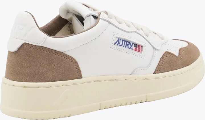 White And Brown Leather Medalist Sneakers - Image 3