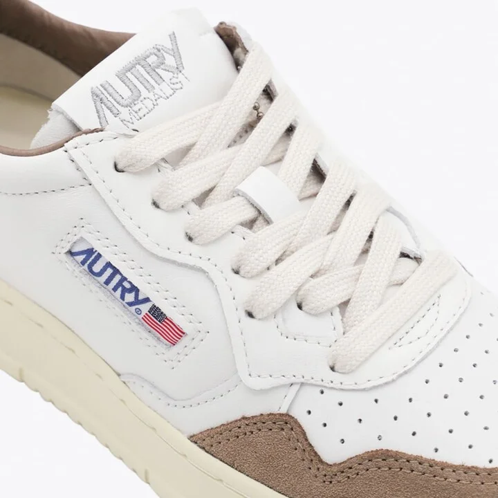 White And Brown Leather Medalist Sneakers - Image 4