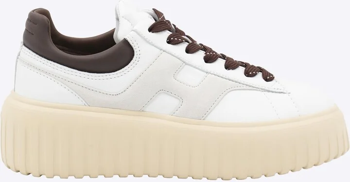 White And Cream Leather Sneakers